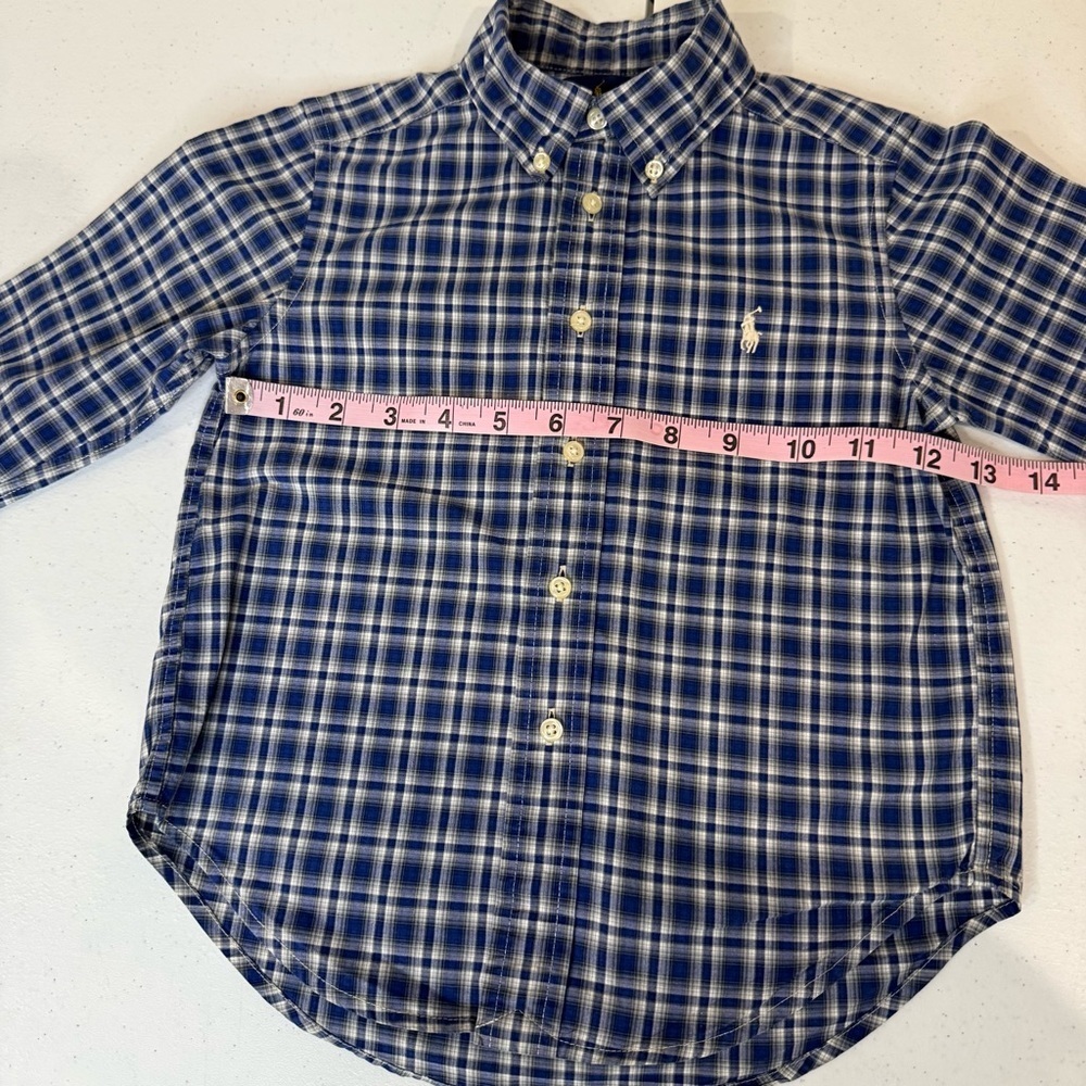 Ralph Lauren Button Down Shirt Long Sleeves Blue Plaid Boy’s Size 4 - Picture 4 of 9